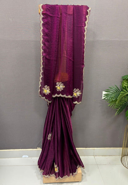 Designer Saree-Wine