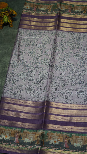 Dola Silk Pichwai Print Lavender