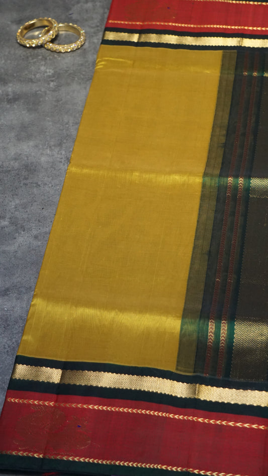Silk Cotton Saree Mustard Yellow