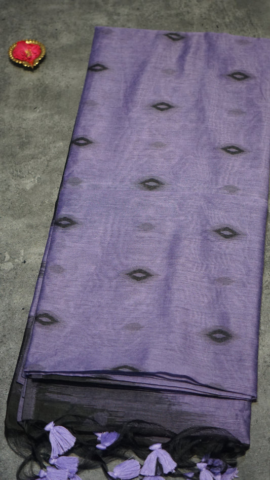Munga Cotton Saree Ikkat Print Lavender