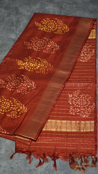 Bhagalpur Cotton Saree Checks Maroon