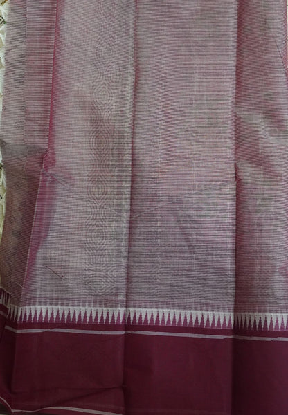 Pure Cotton Saree-Cream with Maroon in Vintage Bloom