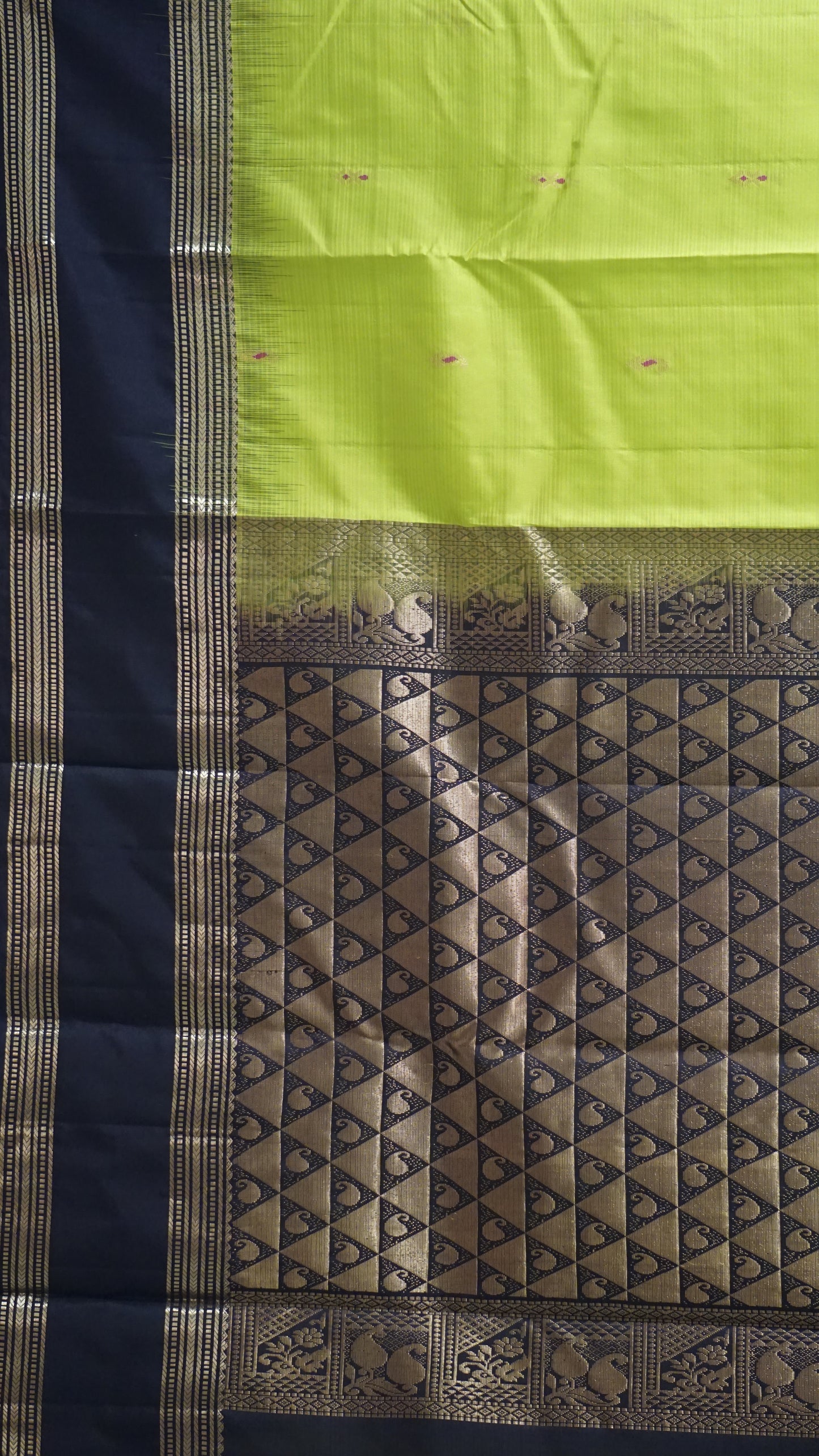 Soft Silk Saree Rettapet Border Green