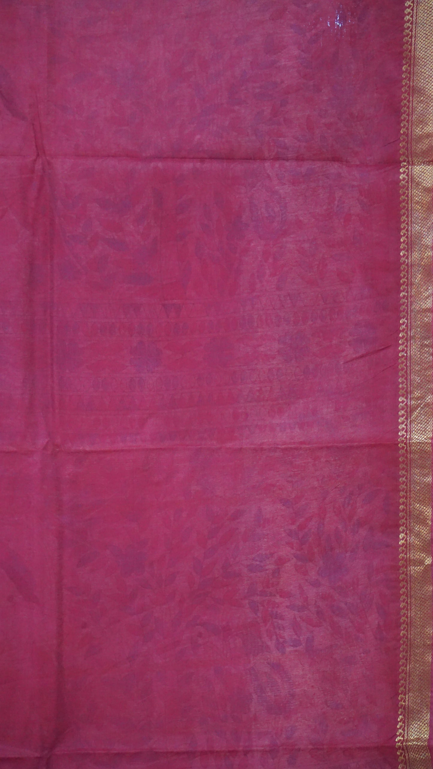Semi Linen Pink Saree With Madhubani Print