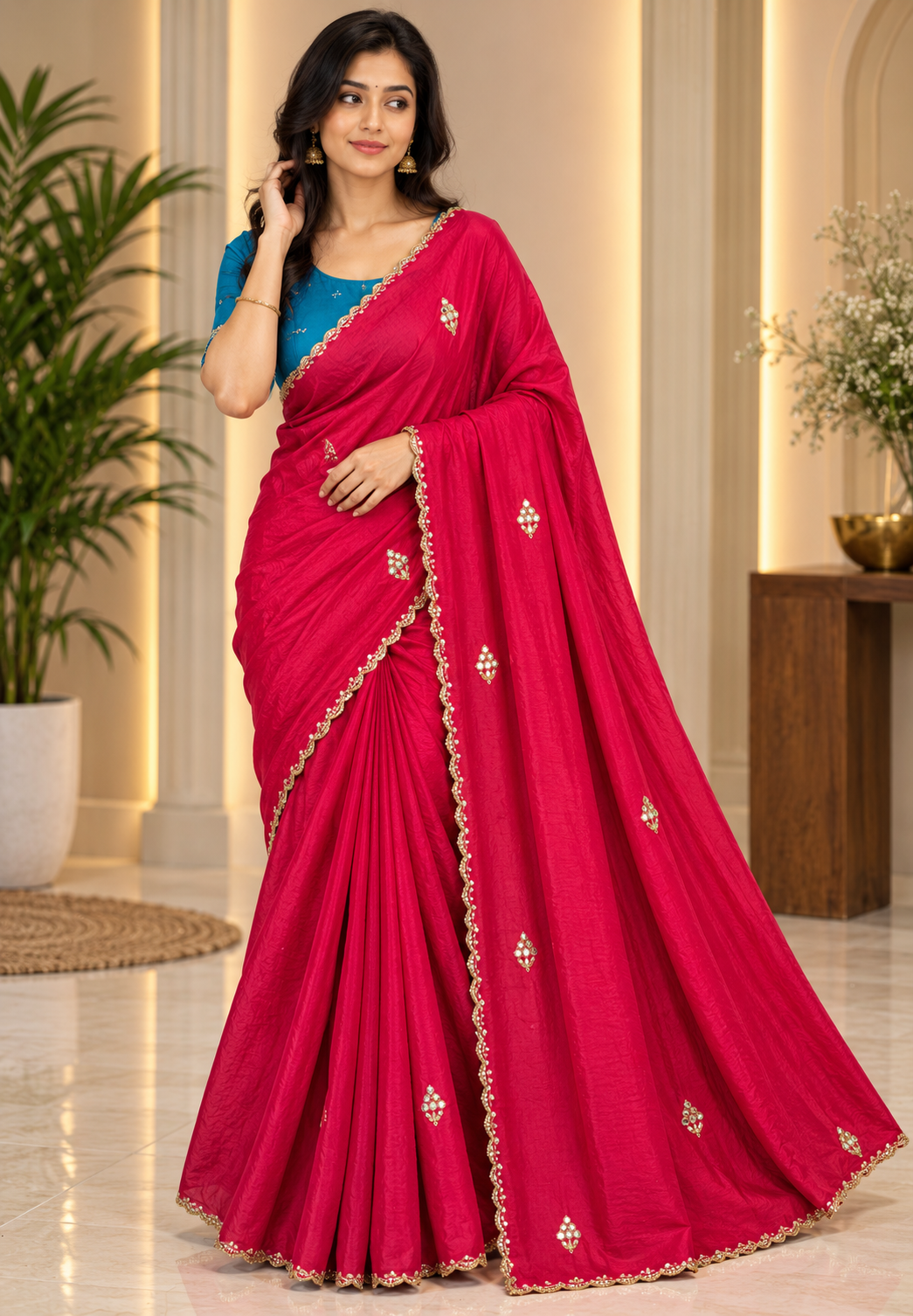 Designer Saree-Rani Pink