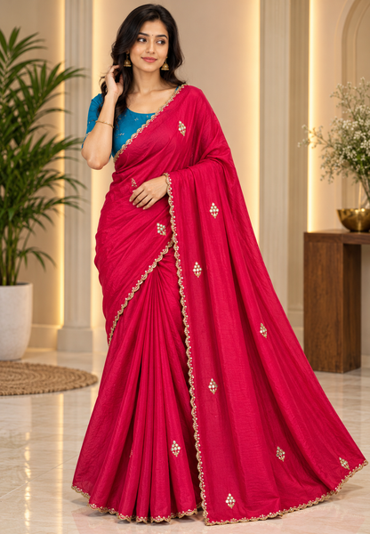 Designer Saree-Rani Pink