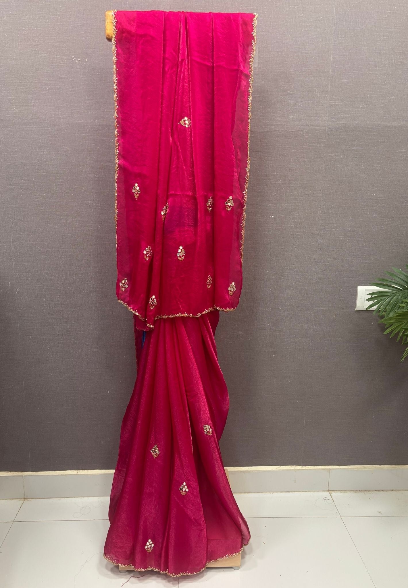 Designer Saree-Rani Pink