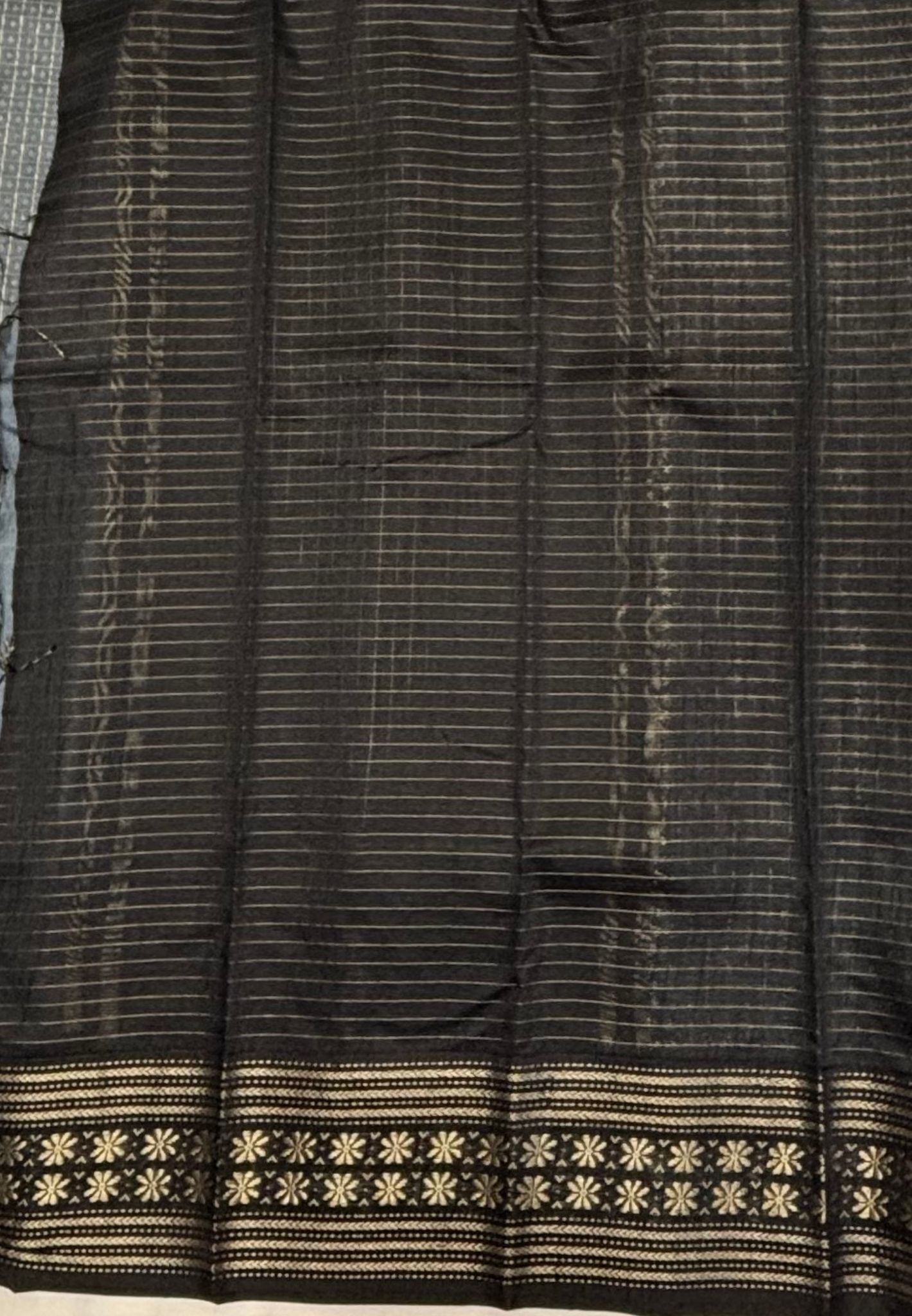 Raw Silk Saree-Grey in 1000 Butta with Contrast Zari Border
