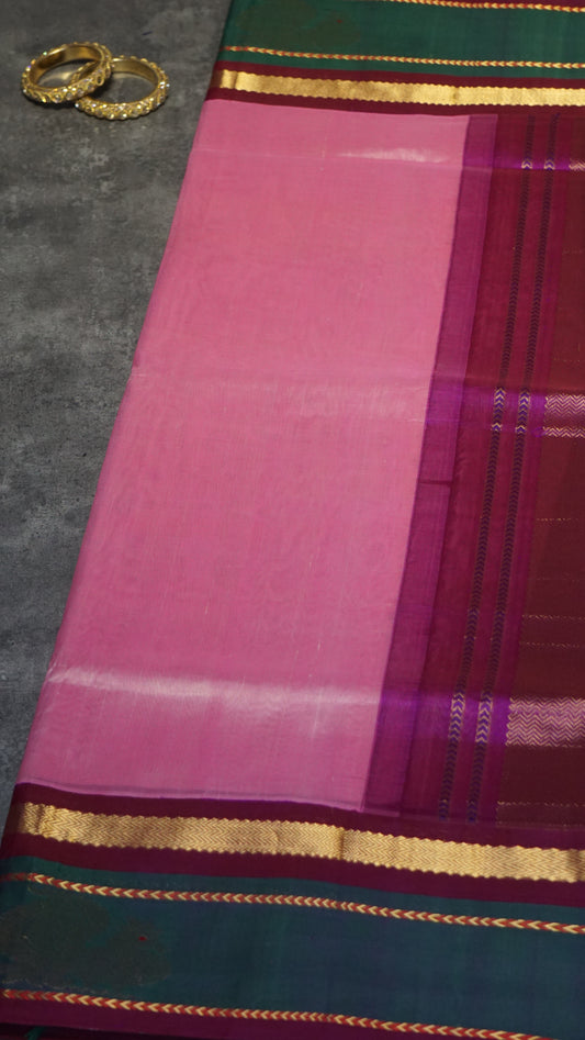 Silk Cotton Saree Pink