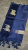 Chappa Semi Tussar Saree Ink Blue thumbnail