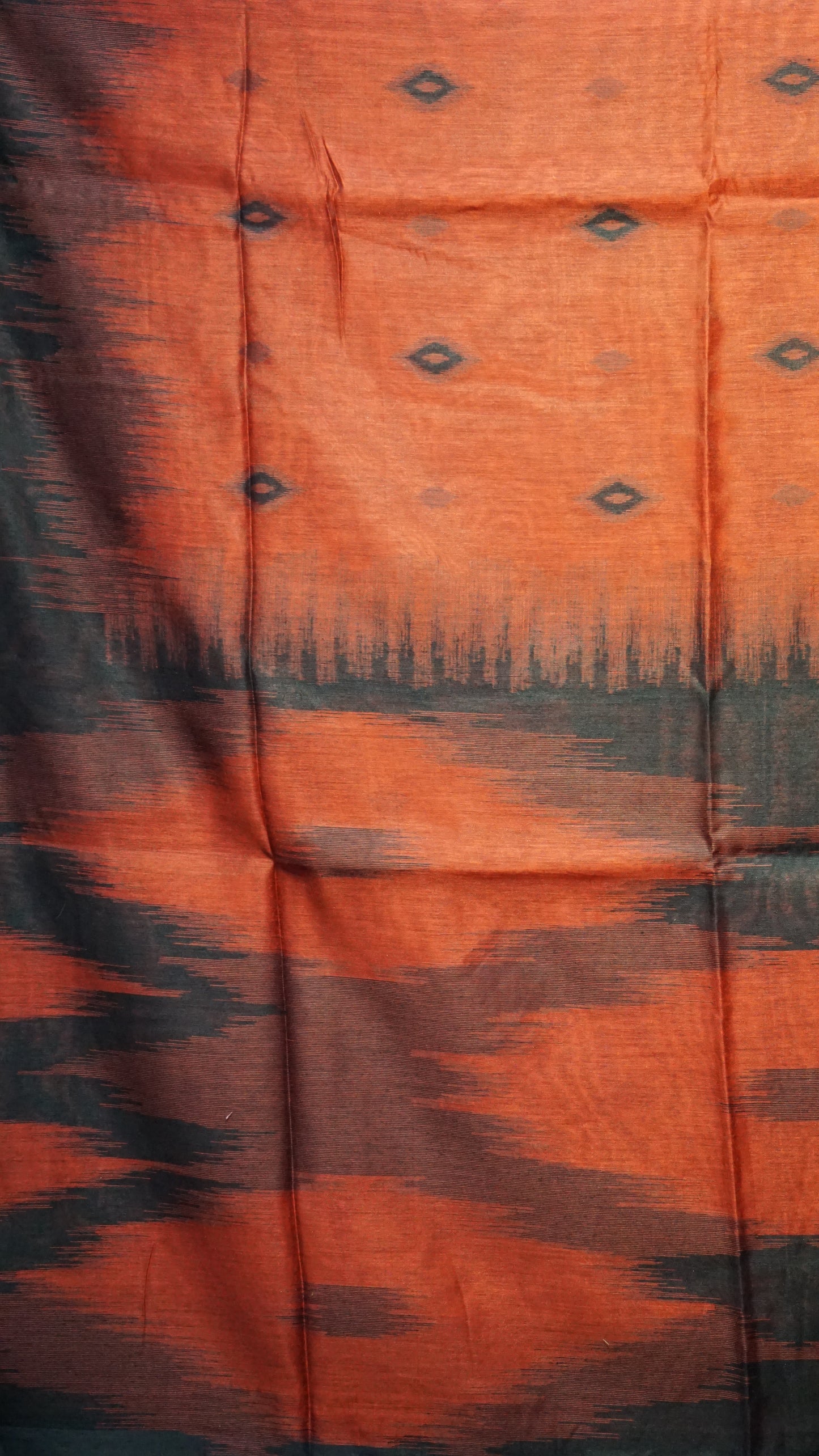 Munga Cotton Saree Ikkat Print Red
