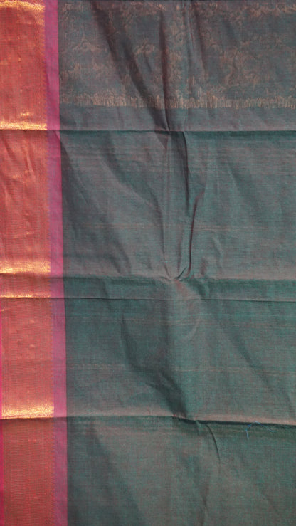 Kanchi Cotton Saree Vanasingaram Bottle Green