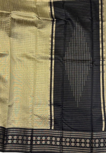 Raw Silk Saree-Beige in 1000 Butta with Contrast Zari Border