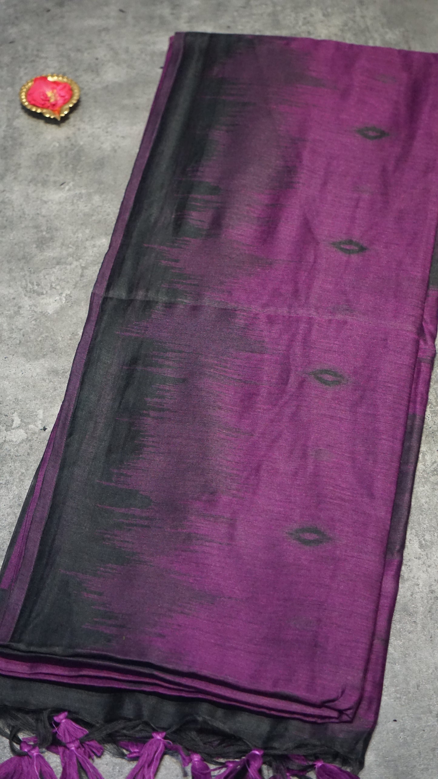 Munga Cotton Saree Ikkat Print Purple