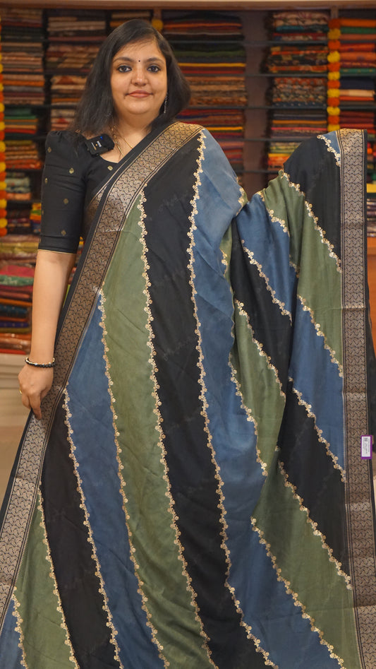 Shiffon Saree Sage Green Border