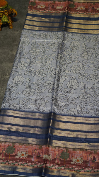 Dola Silk Pichwai Print Blue