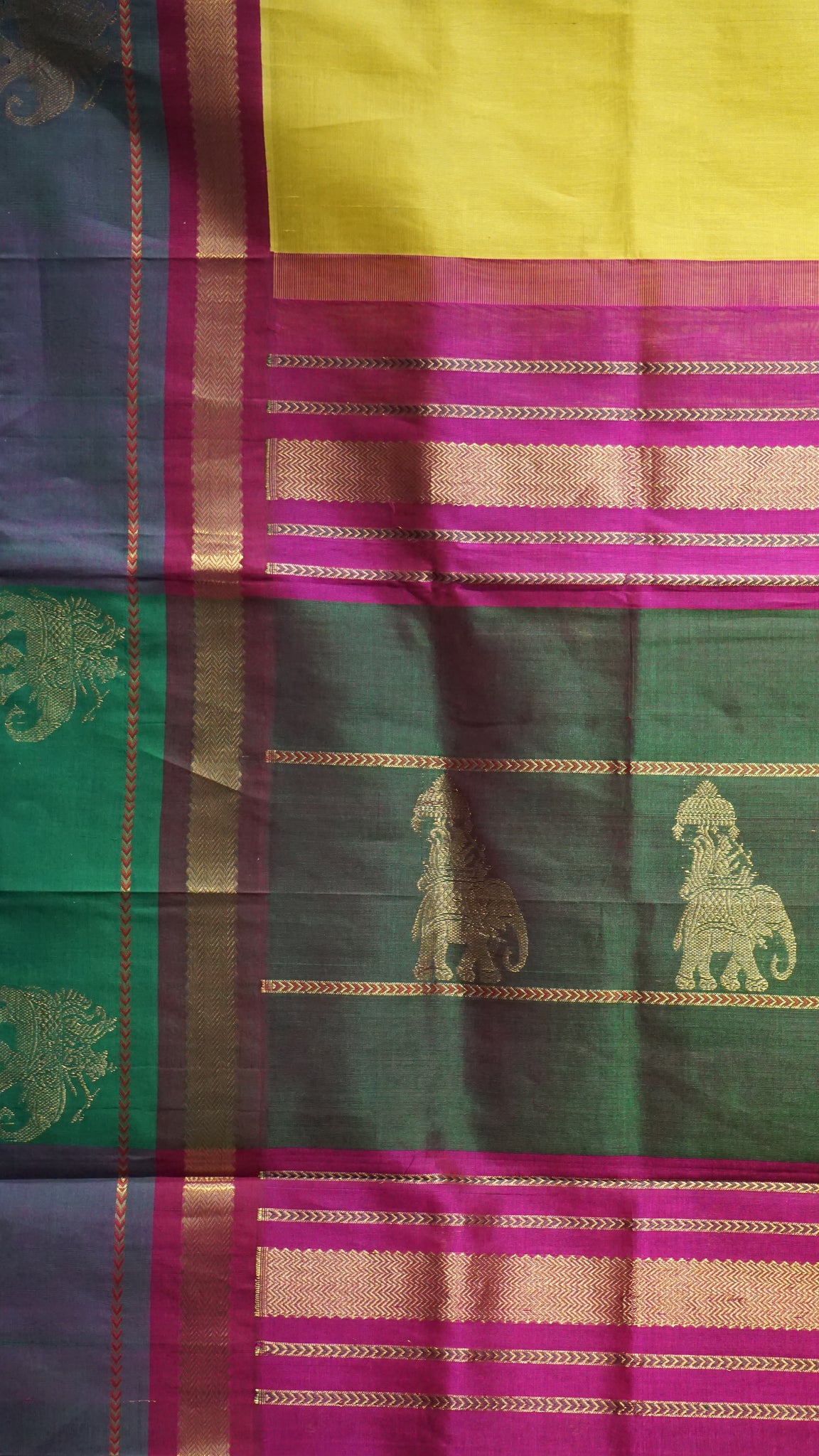 Silk Cotton Saree Yellow