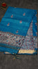 Semi Linen Blue Saree With Madhubani Print thumbnail