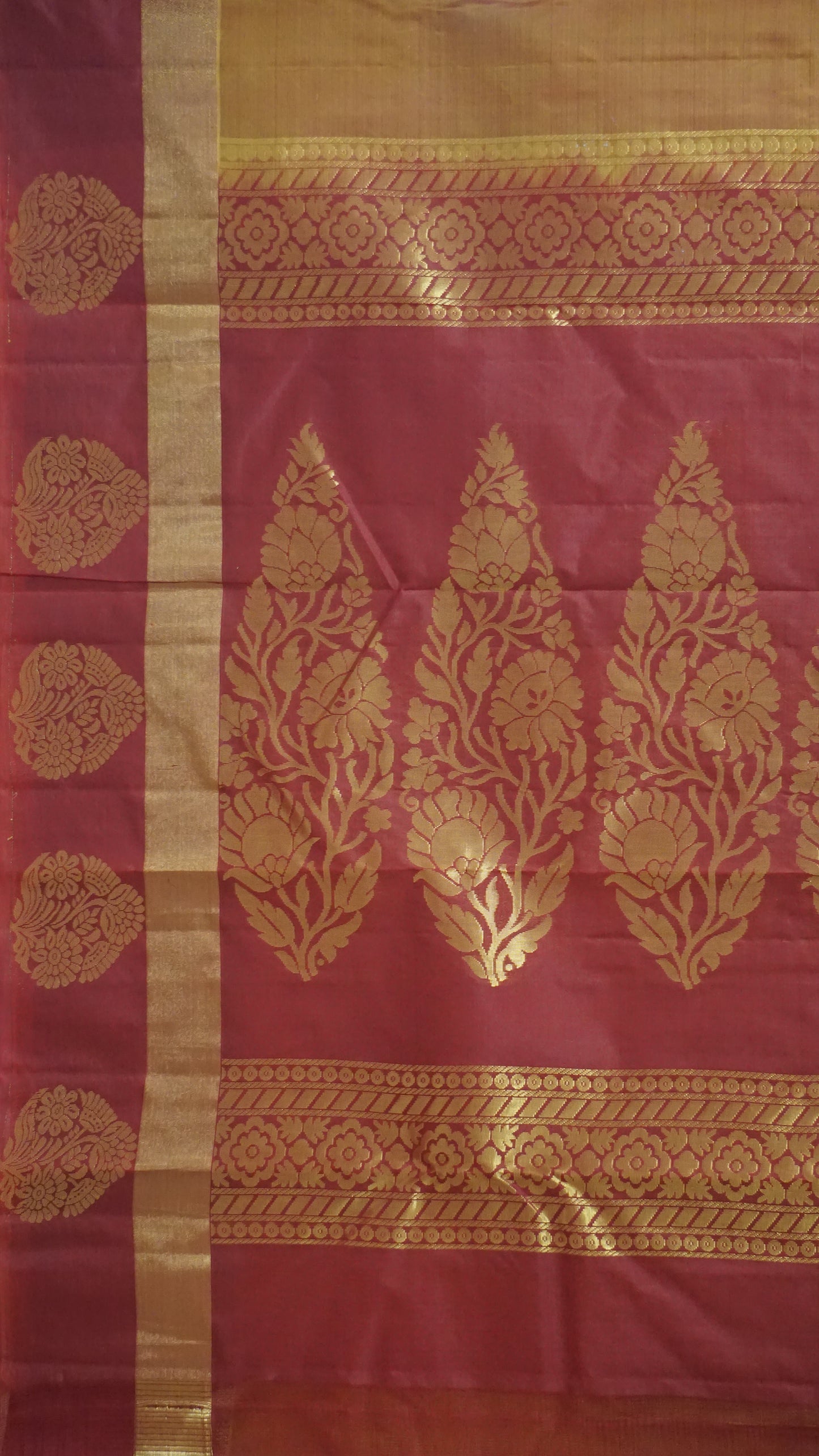 Semi Kanjeevaram Saree Butta Mustard Yellow