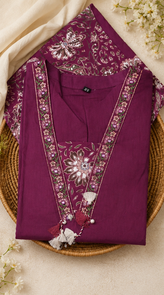 3Pcs Salwar Suit-Wine