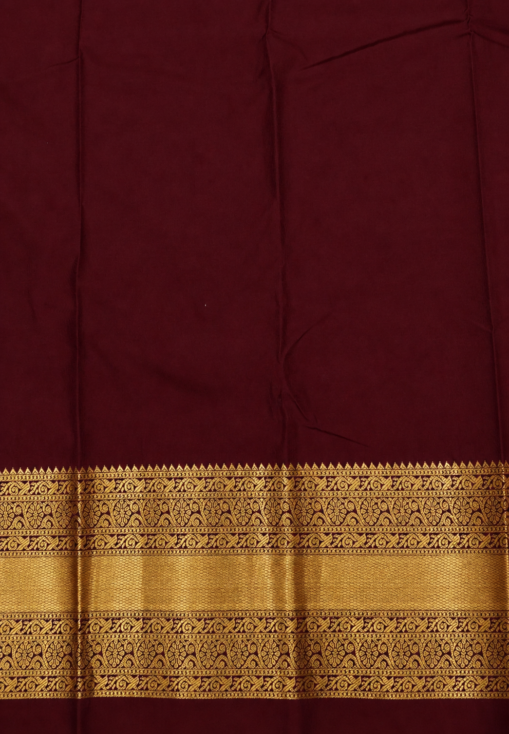 Budget Kanchipuram Saree-Maroon In Floral Jaali Zari Border