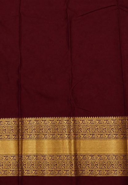 Budget Kanchipuram Saree-Maroon In Floral Jaali Zari Border