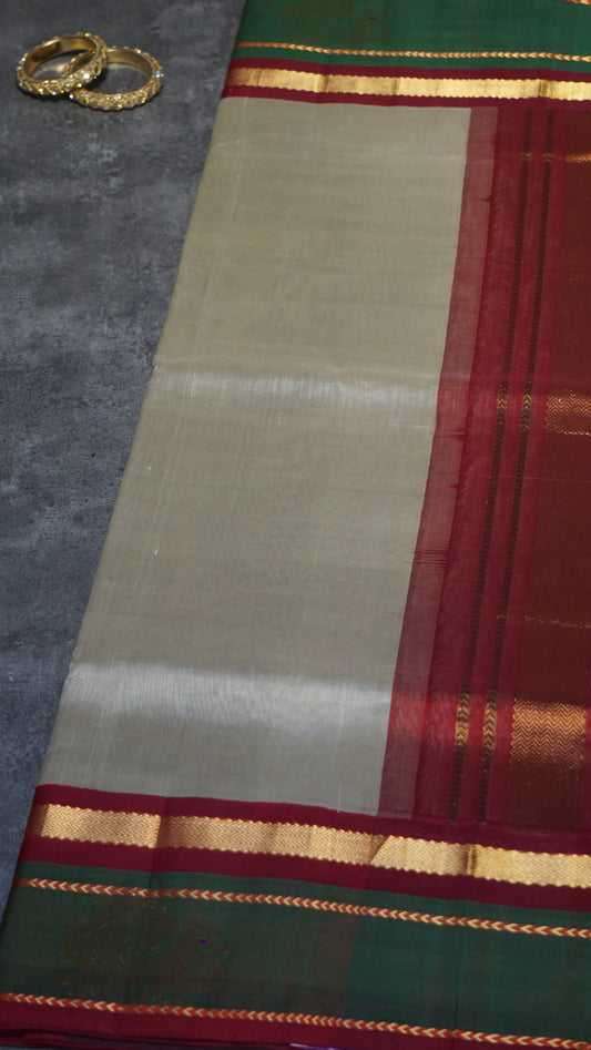 Silk Cotton Saree Grey
