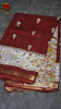 Semi Linen Maroon Saree With Madhubani Print thumbnail