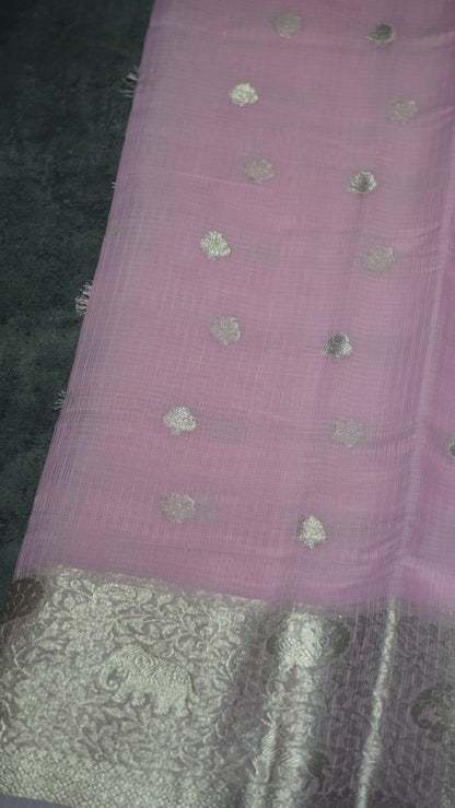 Art Zari Kota Pastel Saree Baby Pink