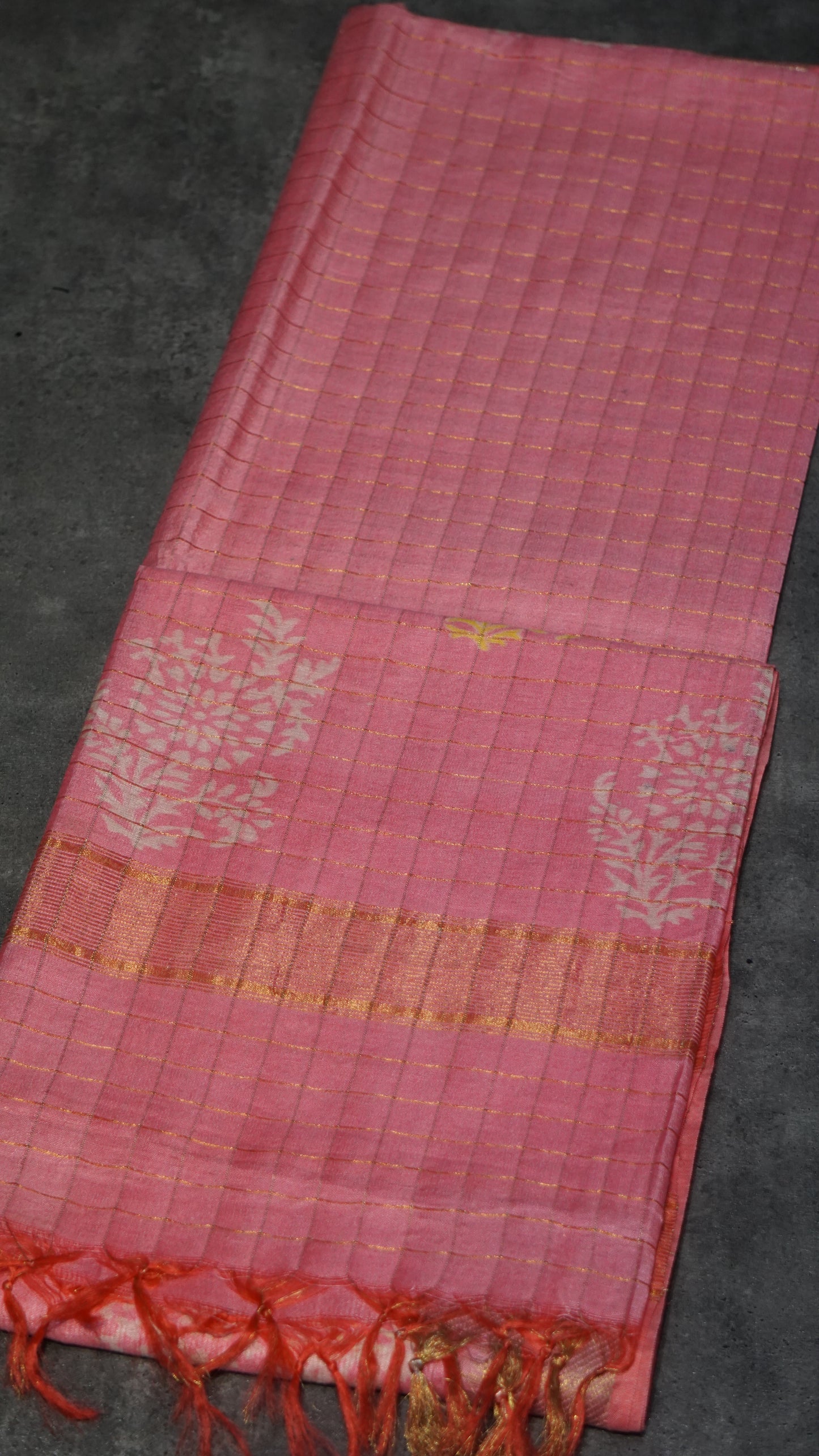 Bhagalpur Cotton Saree Checks Pink