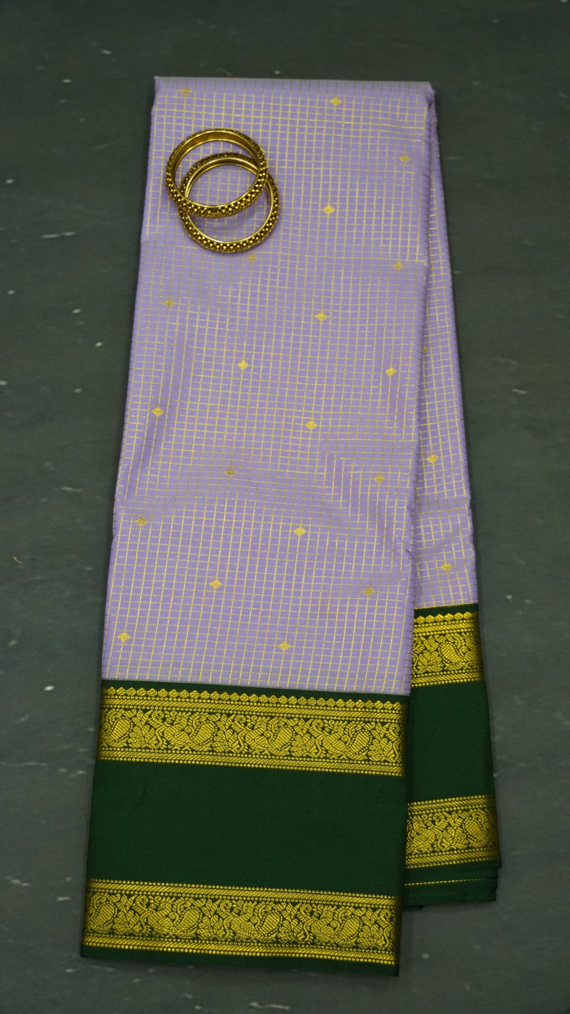 Semi Kanchipuram Silk Saree -Checks Rettapet Lavender