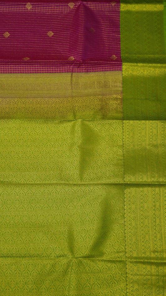 Semi Kanjivaram Silk Saree -Checks Butta Rani Pink
