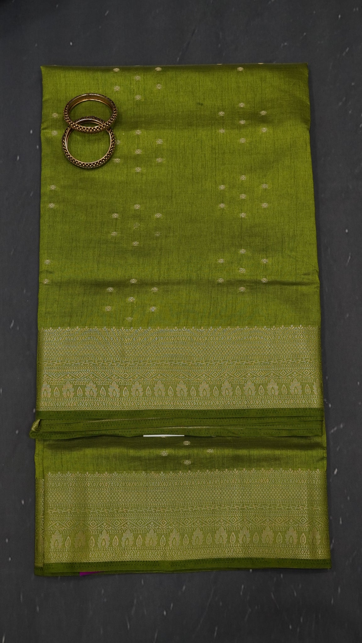 Semi Tussar Saree - Kolam Buta Light Green
