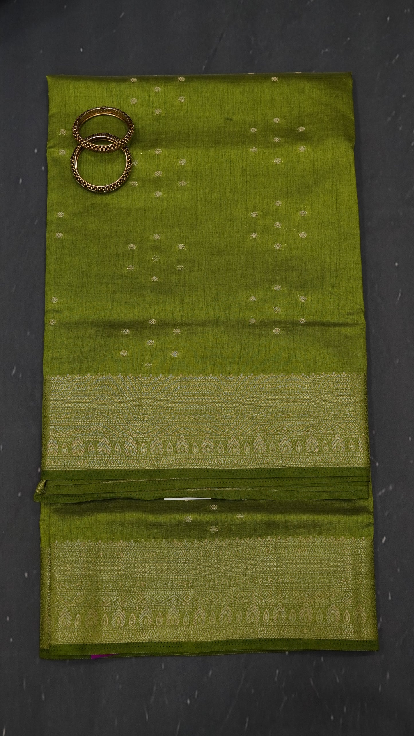 Semi Tussar Saree - Kolam Buta Light Green