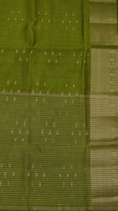 Semi Tussar Saree - Kolam Buta Light Green