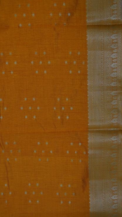 Semi Tussar Saree - Kolam Buta Orange