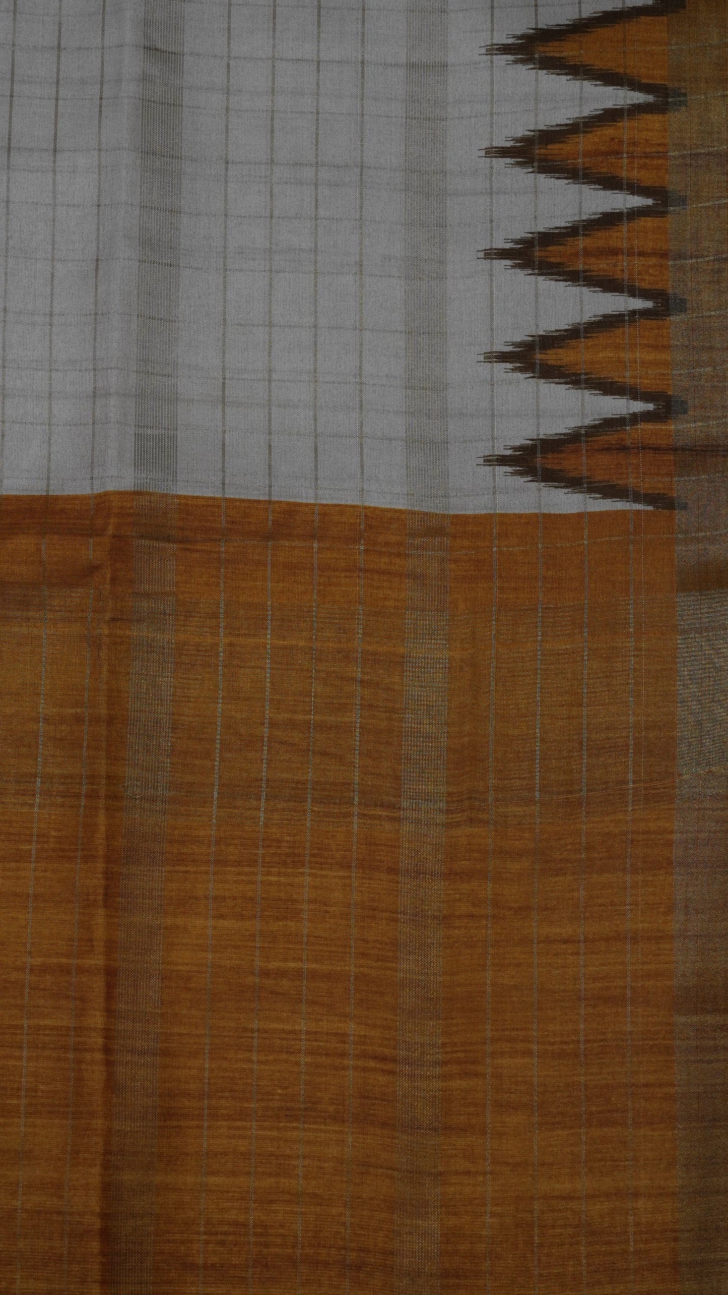 Semi Tussar Saree - Tower Border Mustard