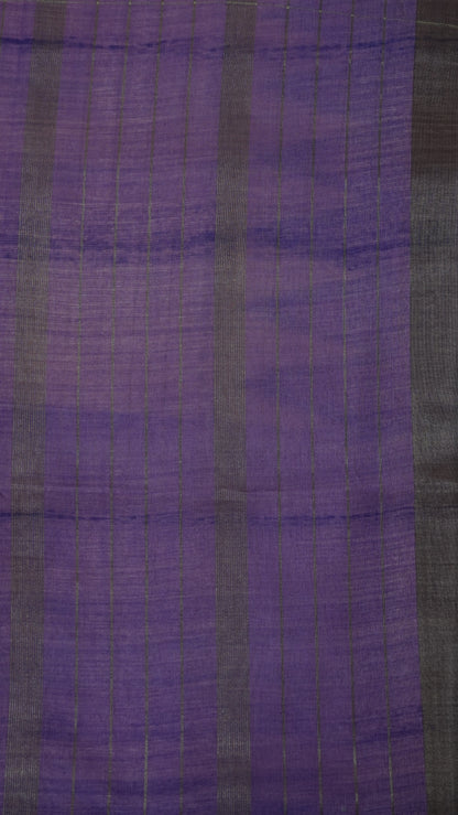 Semi Tussar Saree - Tower Border Purple