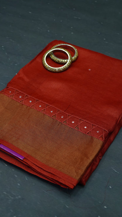 Pure Tussar Saree - Red