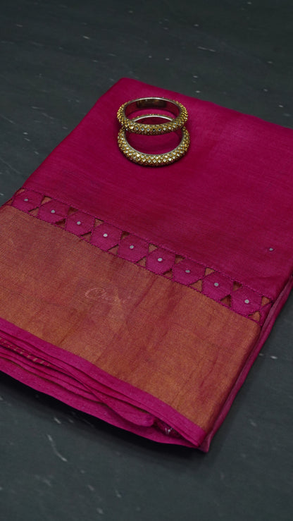 Pure Tussar Saree - Pink