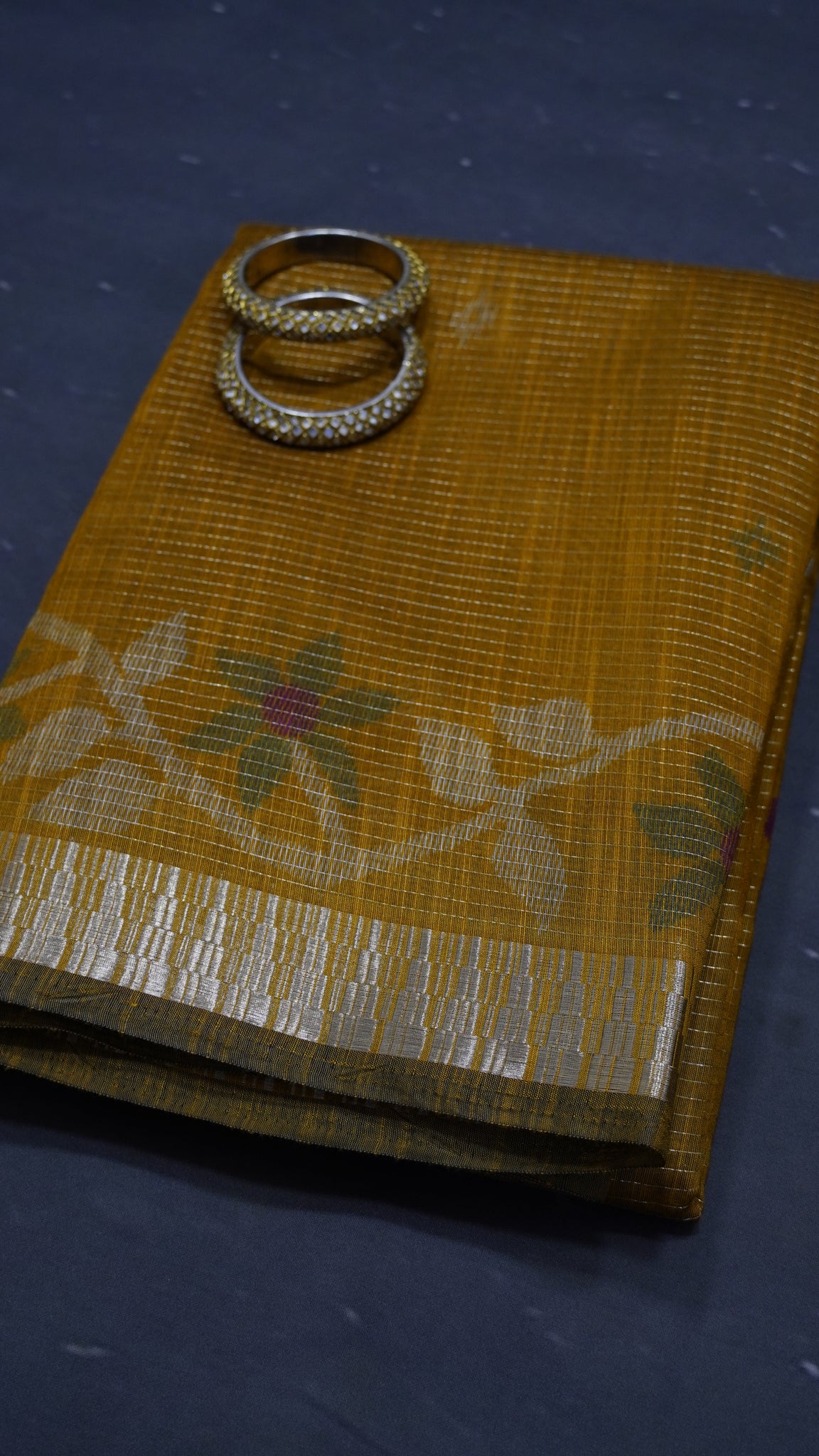 Semi Chanderi Saree- Mustard