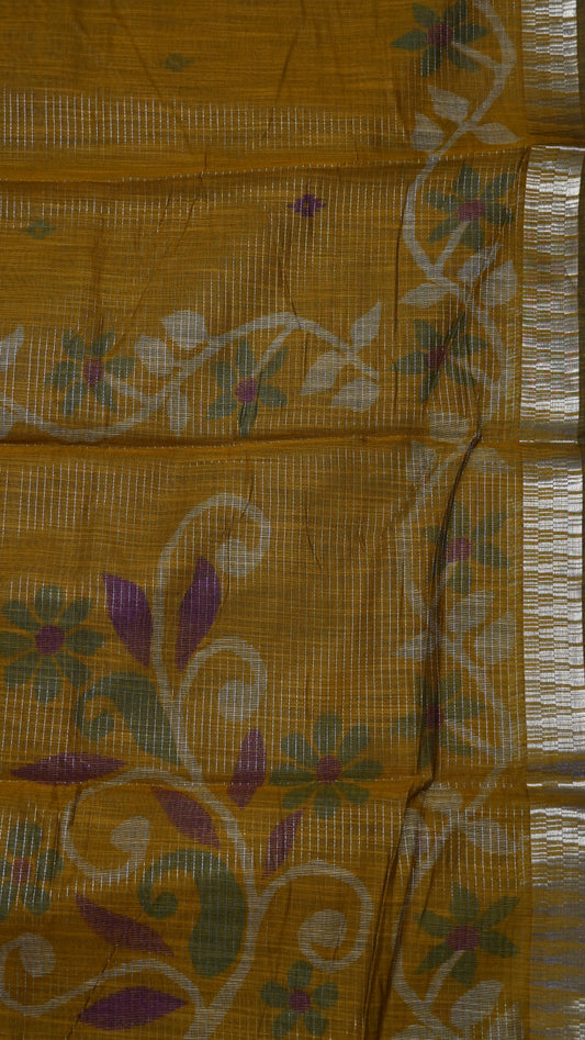 Semi Chanderi Saree- Mustard