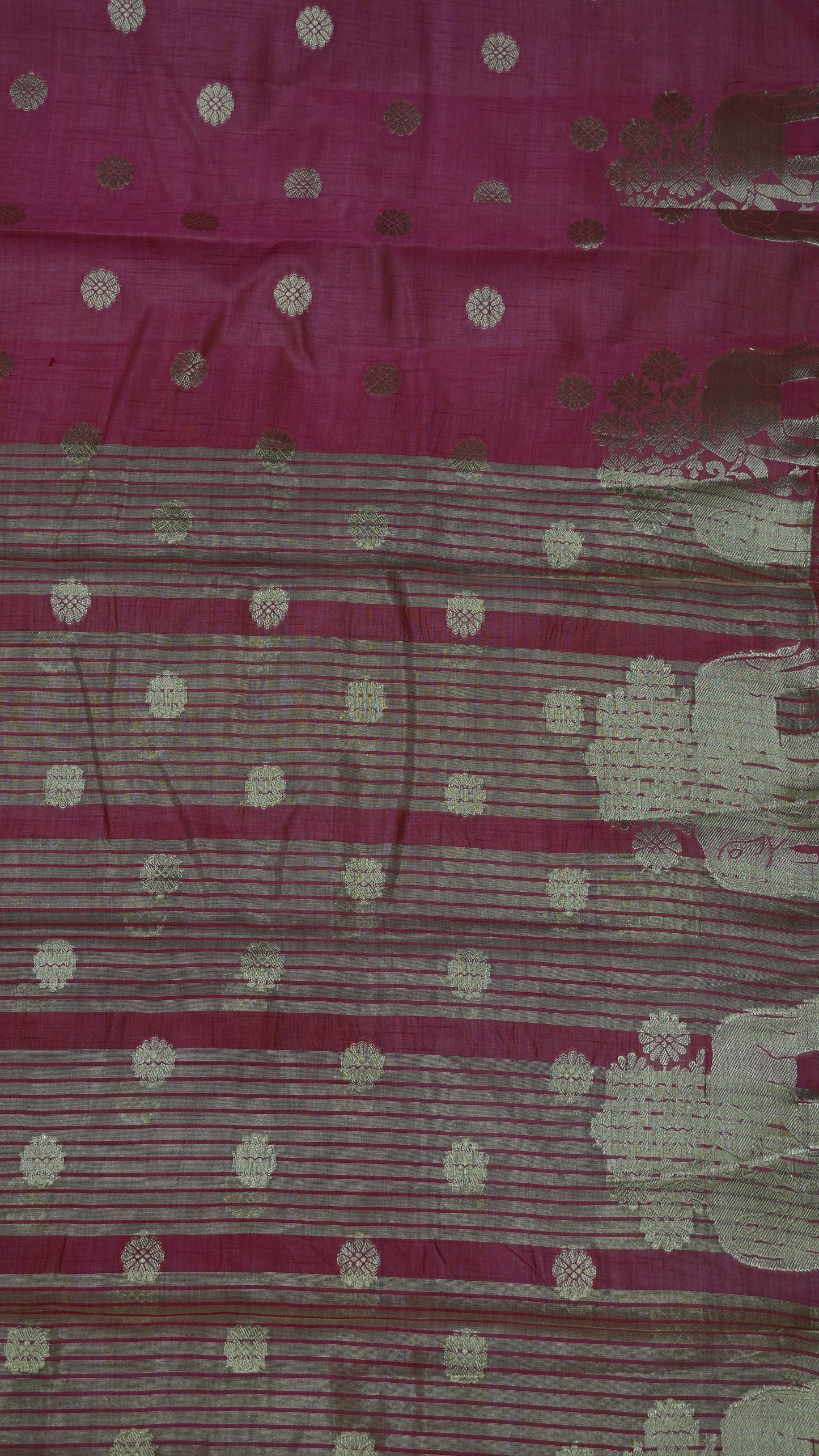 Semi Tussar Saree - Elephant Butta-Pink