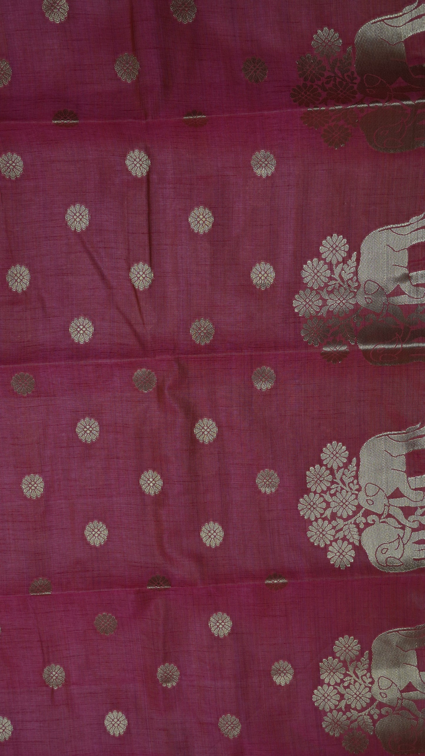 Semi Tussar Saree - Elephant Butta-Pink
