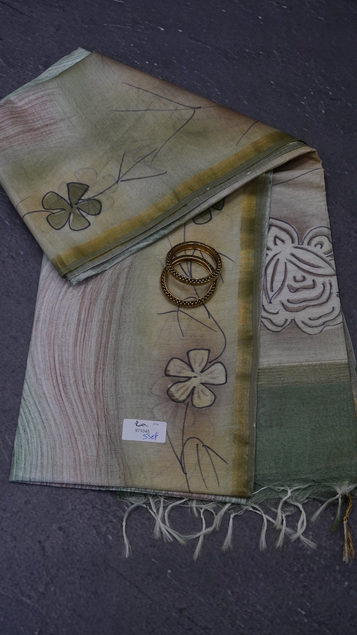 Bhagalpur Tussar Saree- Olive Green
