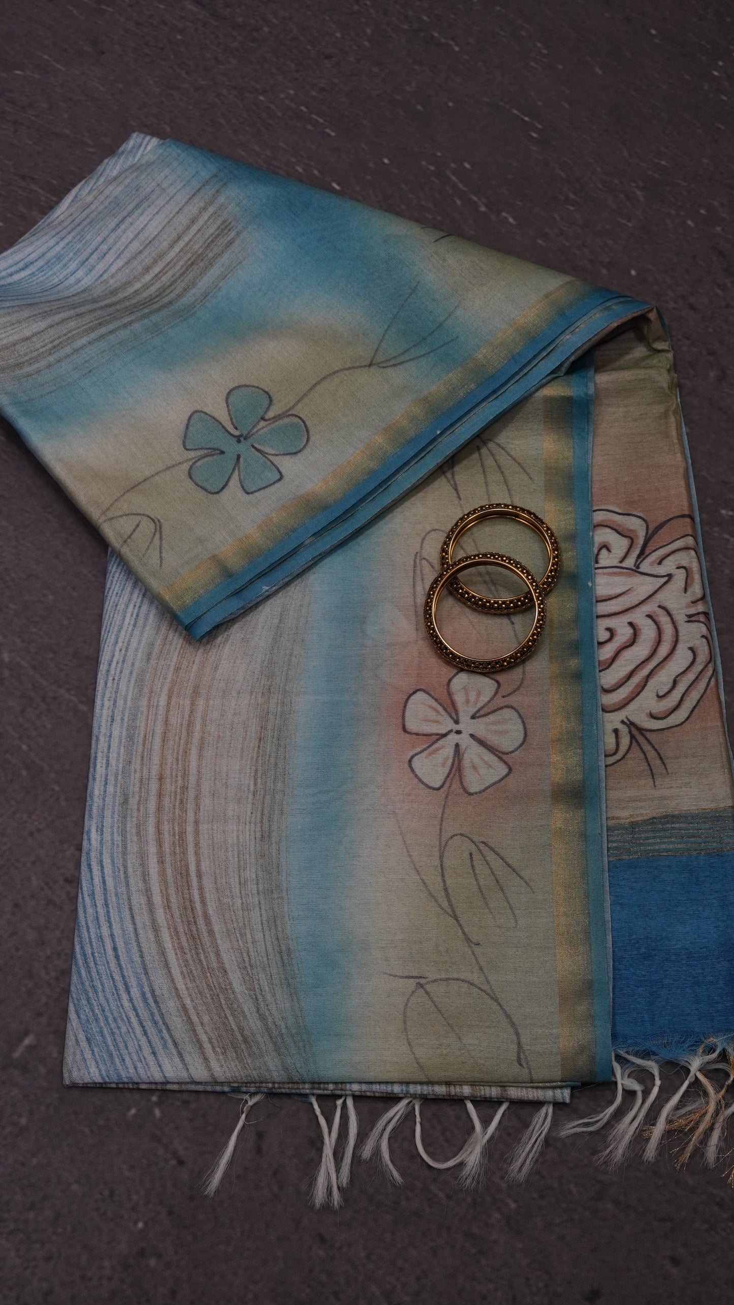 Bhagalpur Tussar Saree- Sky Blue