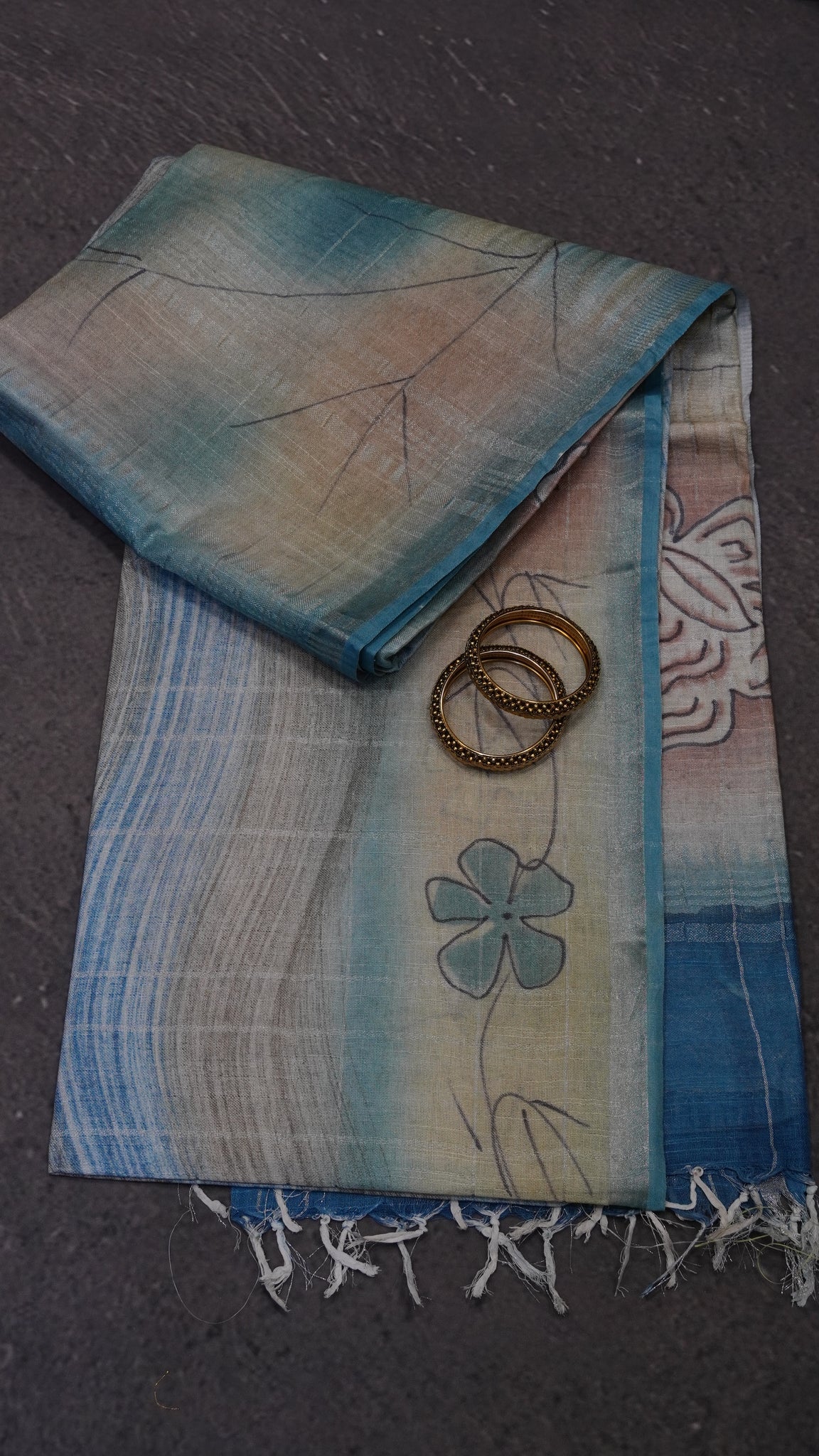 Bhagalpur Tussar Saree- Sky Blue