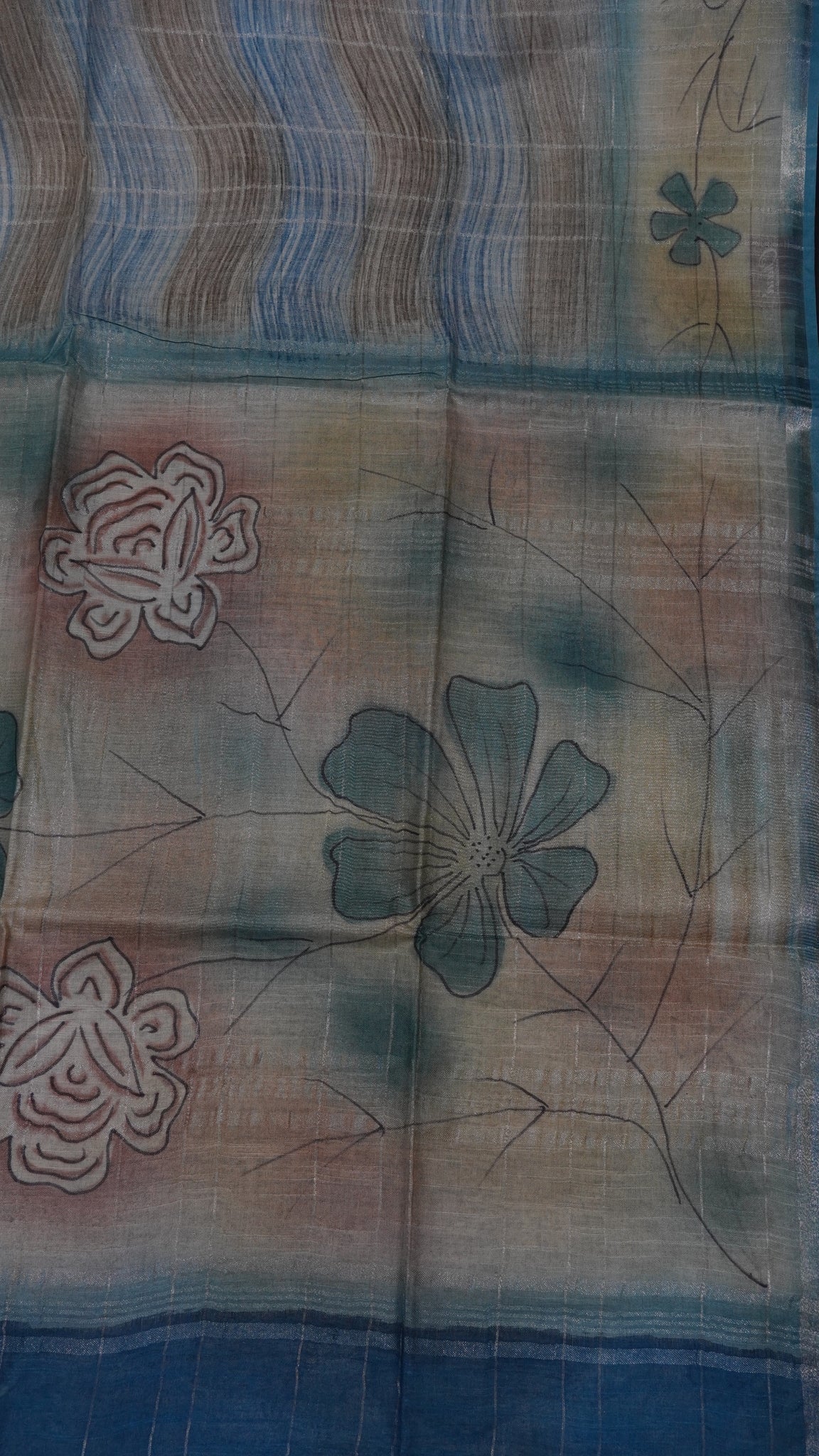 Bhagalpur Tussar Saree- Sky Blue