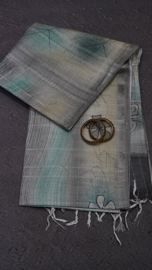 Bhagalpur Tussar Saree- Sea Green