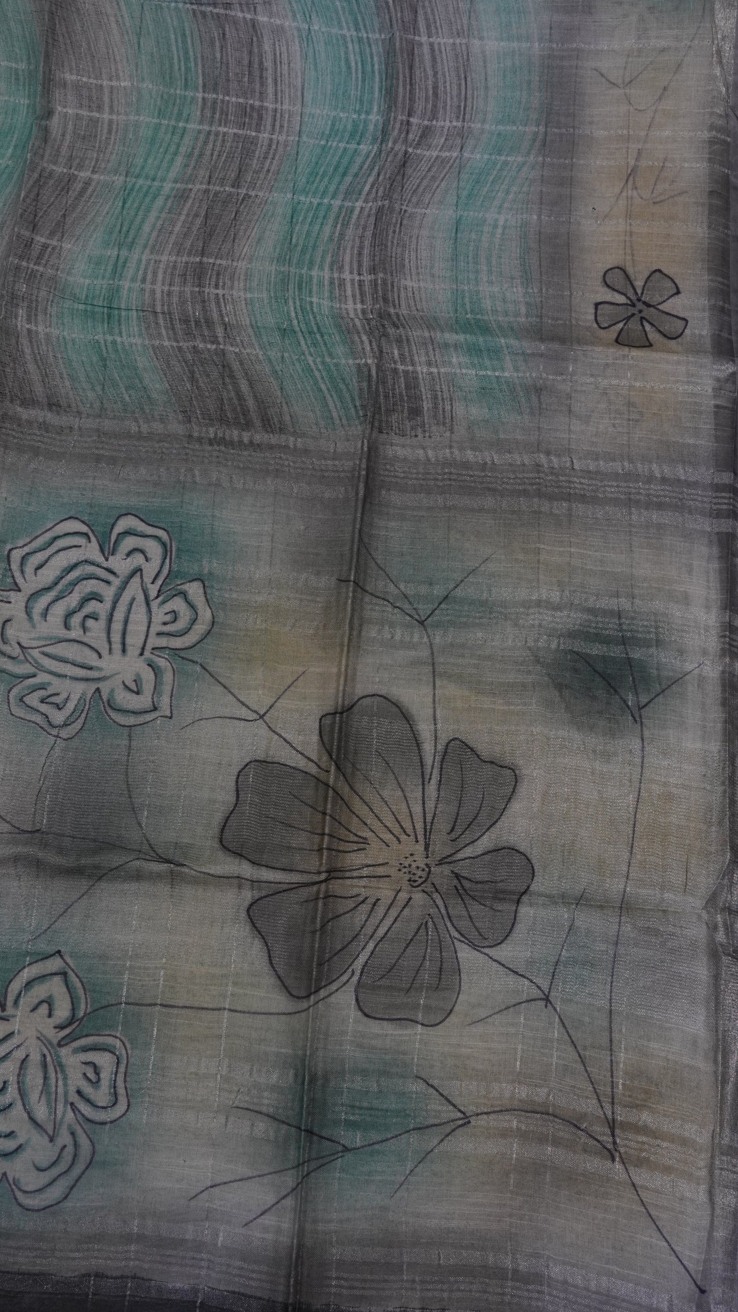 Bhagalpur Tussar Saree- Sea Green
